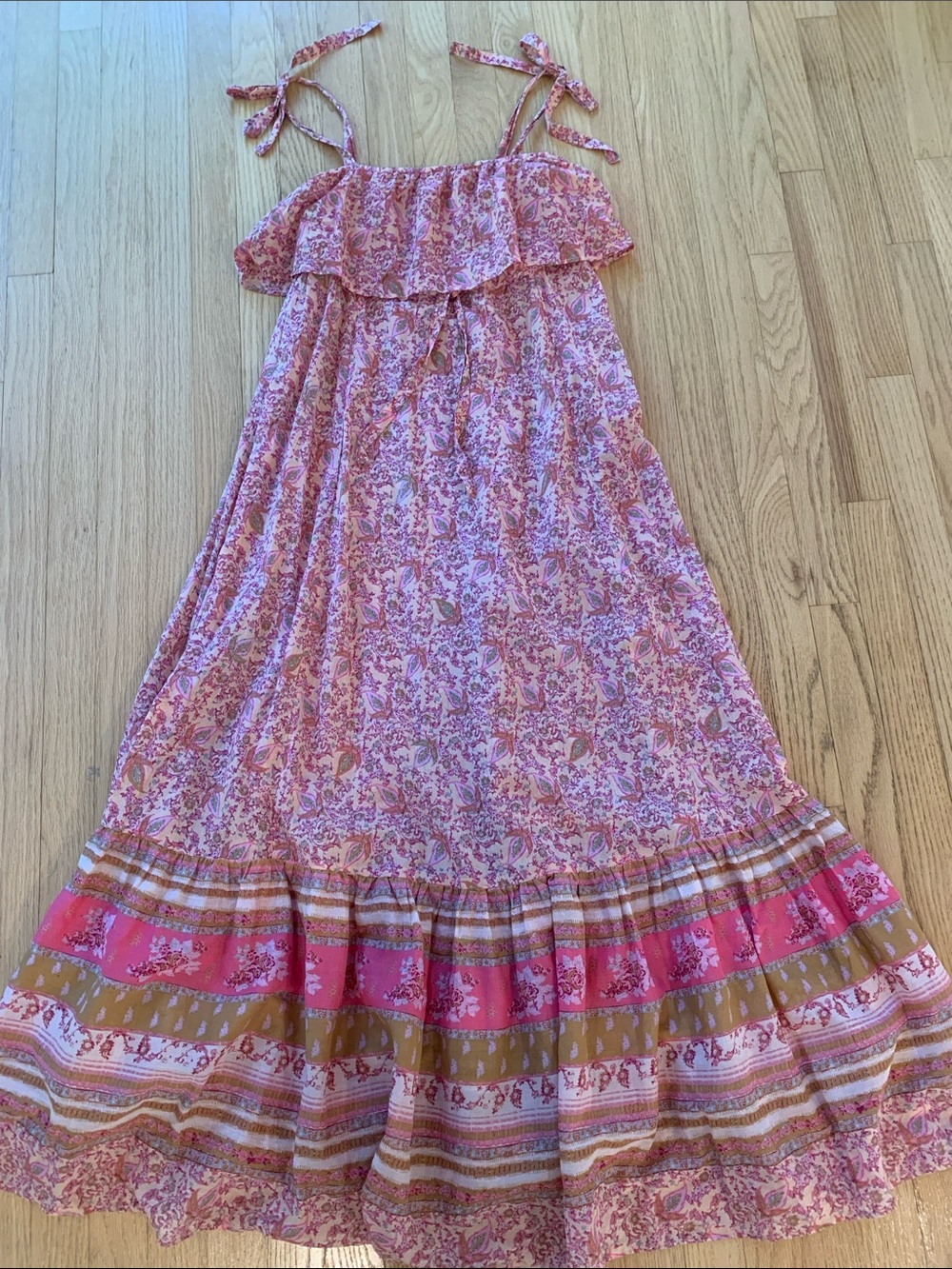 Free People Tangier Babydoll Floral Maxi Dress Pink XS Boho Festival Cowgirl